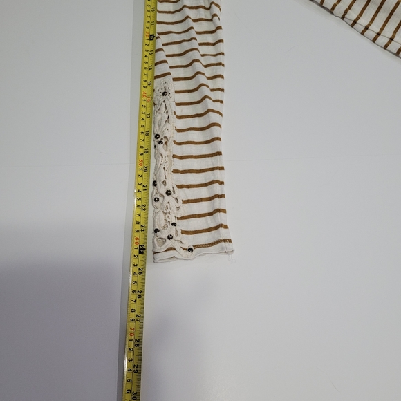 Free People   Women's   Size M   Top  White & Brown  Striped - Picture 10 of 13